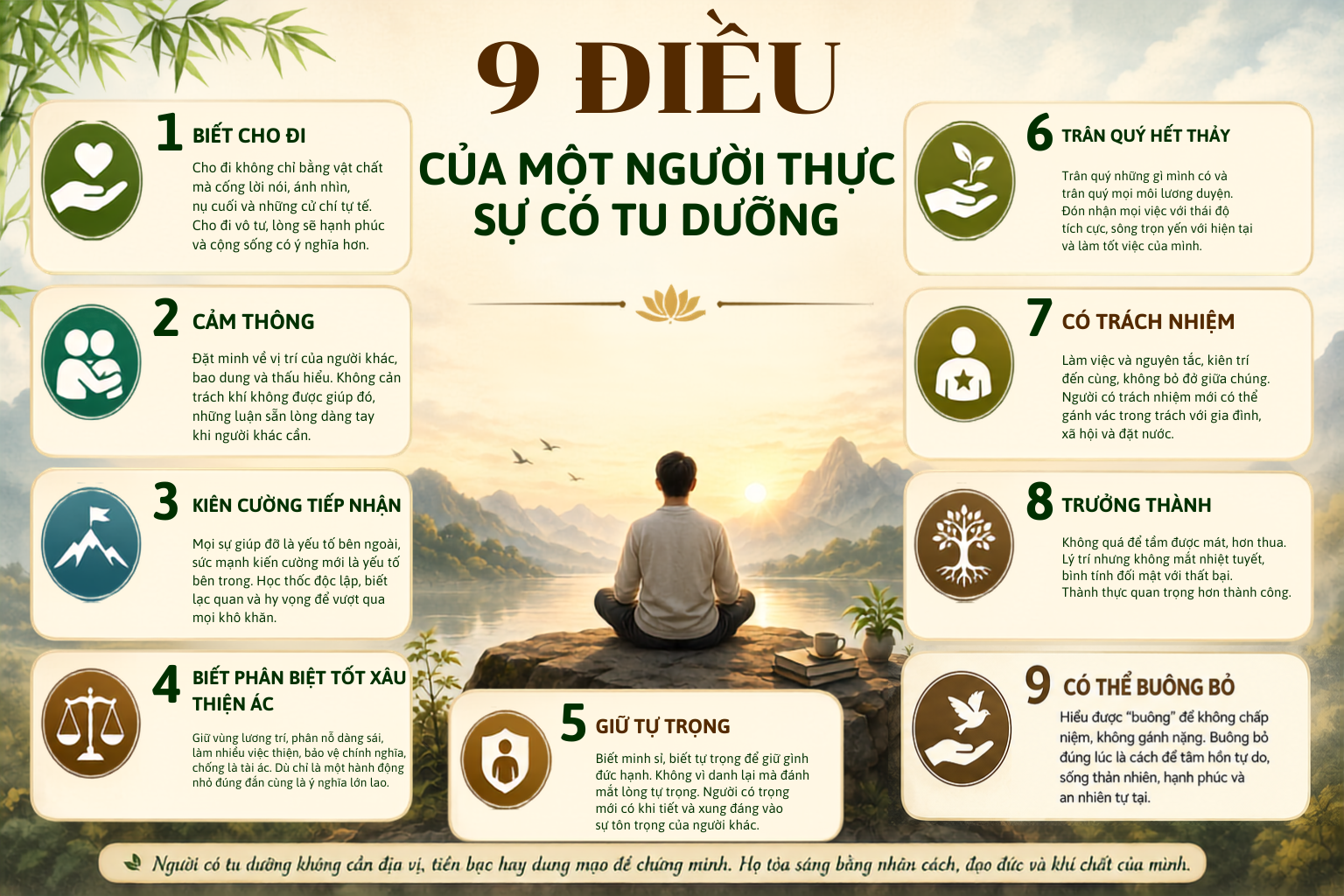 9 đặc trưng của một người thực sự có tu dưỡng